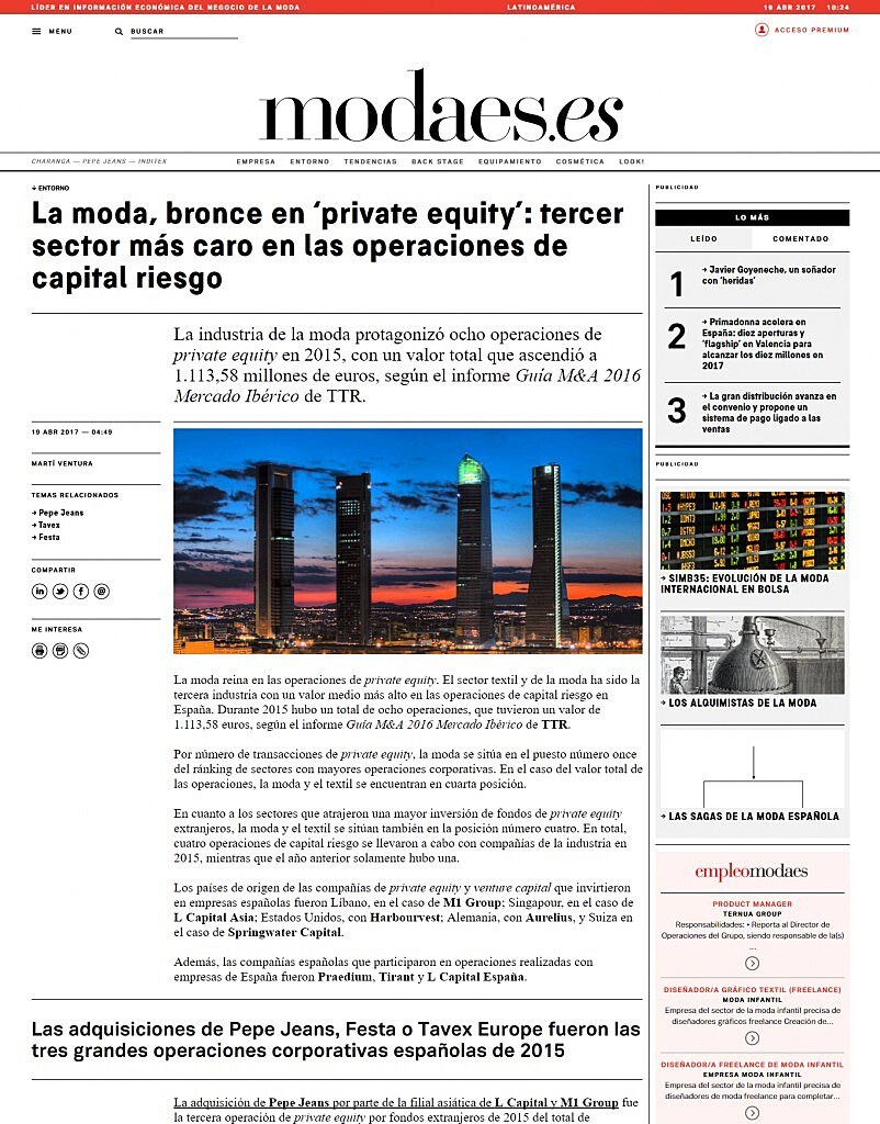 La moda, bronce en private equity: tercer sector ms caro en las operaciones de capital riesgo